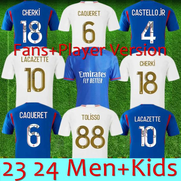 

2023 2024 maillot de foot soccer jerseys lyonnais caqueret tolisso jeffinho ol aouar tagliafico fans player football shirts 23 24 traore sar, Black;yellow