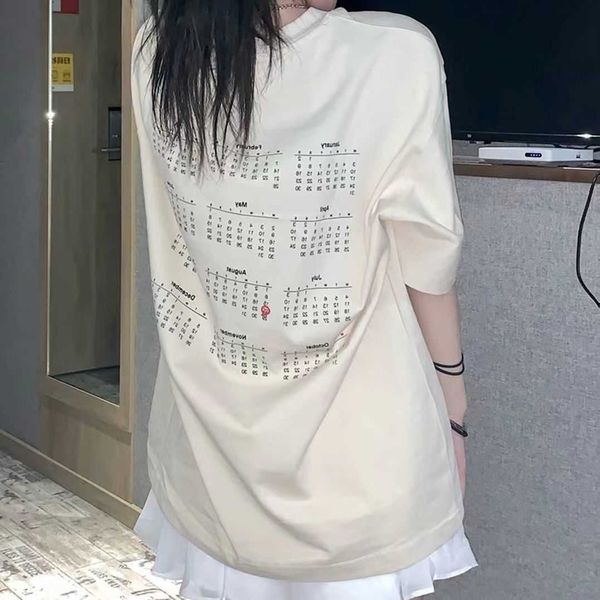 

designer t shirt margielas mm6 summer new back calendar letter print loose short sleeve fashion men's and women's t-shirt op6j 99s, White;black