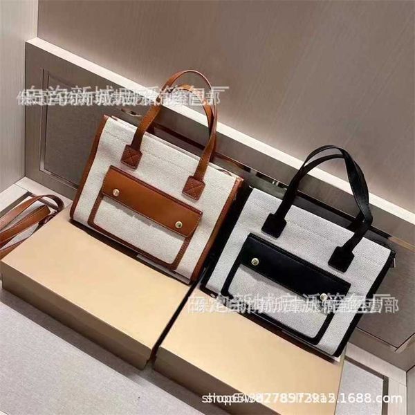 

18% off bag 2024 new launch designer handbag early launch new women's letter printed one shoulder crossbody linen canvas spliced tote