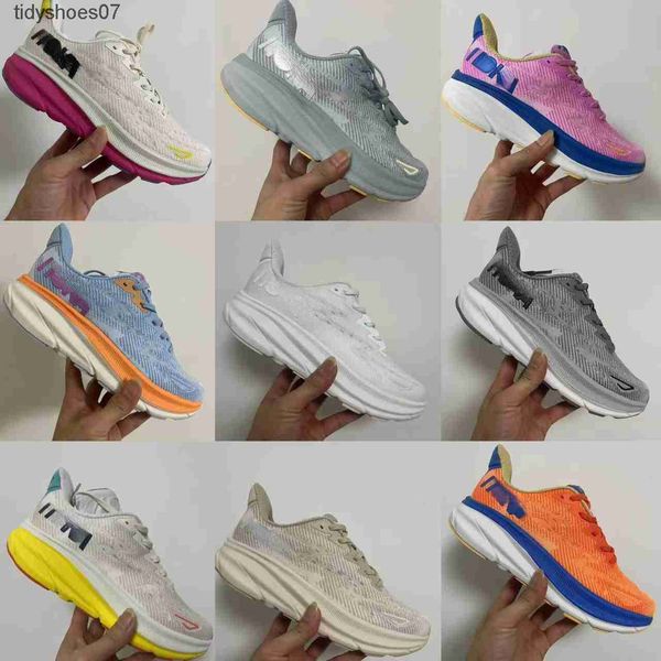 

hoka one clifton 9 anti slip cushioning sports running shoe clifton9, Black