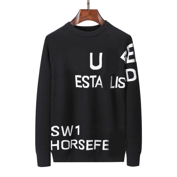 

men's pullover loose long sleeve knit men's fashion black shirt embroidery m-3xl#61