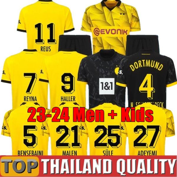 

23 24 reus reyna soccer jerseys dortmund schulz 2023 2024 borussia football shirt brandt sancho blackout all-black haller hazard witsel male, Black;yellow
