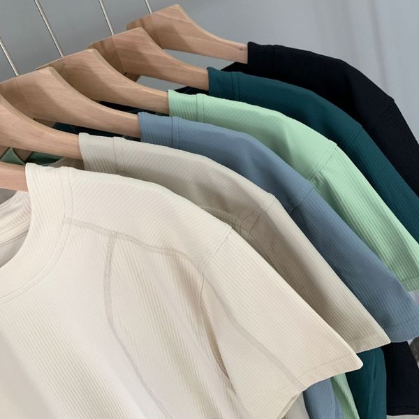

ll ribbed yoga yoga clothes sports short sleeve casual running nude speed dry fitness clothes women's sports suit