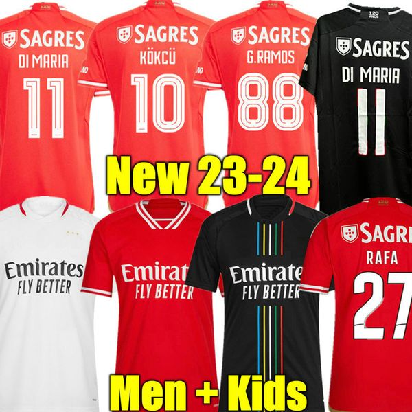 

di maria 23 24 benfica soccer jerseys rafa neres g ramos 2023 2024 away third enzo football shirt otamendi grimaldo joao mario yaremchuk gri, Black;yellow