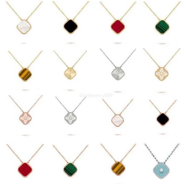 

classic fashion pendant necklaces for women elegant 4/four leaf clover locket necklace highly quality choker chains designer jewelry 18k pla, Silver