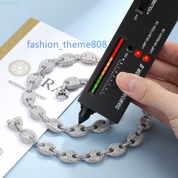 

designer jewelry hip hop mens 14mm moissanite diamond cuban link chain necklace 925 sterling silver iced out pig nose chain necklaces