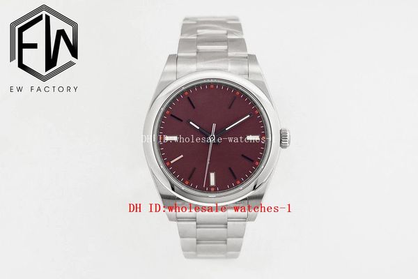 

ew ewf maker watch 114300 red grape dial 39mm sapphire eta cal.3132 3132 automatic mechanical super luminous 904l stainless steel watches me, Slivery;brown
