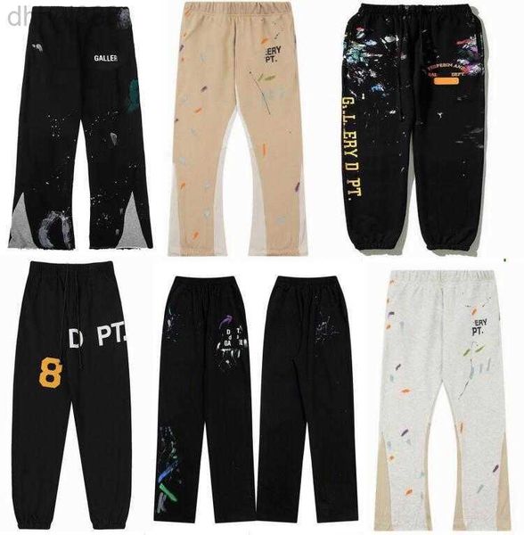 

2023 fashion and comfort galleries pants depts mens womens sweatpants speckled letter print mans couple loose versatile straight casual pant, Black