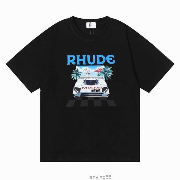

rhude tshirt designer mens t shirts tide printed tee men women round neck short sleeve tshirt casual loose fashion high street hip hop styli, White;black