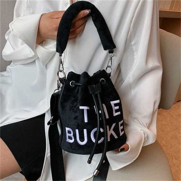 

22% off bag 2024 new launch designer handbag winter velvet embroidery letter handheld bucket trend one women's casual crossbody