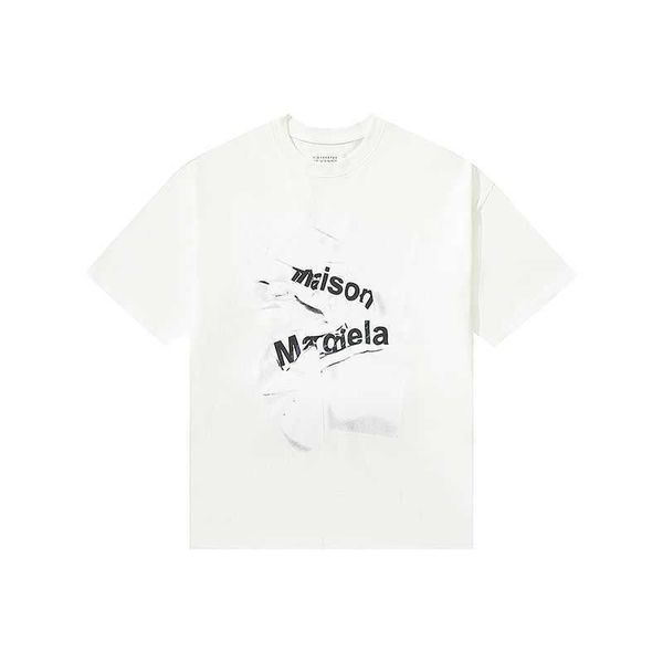 

pleated designer new t shirt magilla margielas mm6 newspaper letter print short sleeve loose casual fashion couple t-shirt summer 4ttq 4ttq, White;black