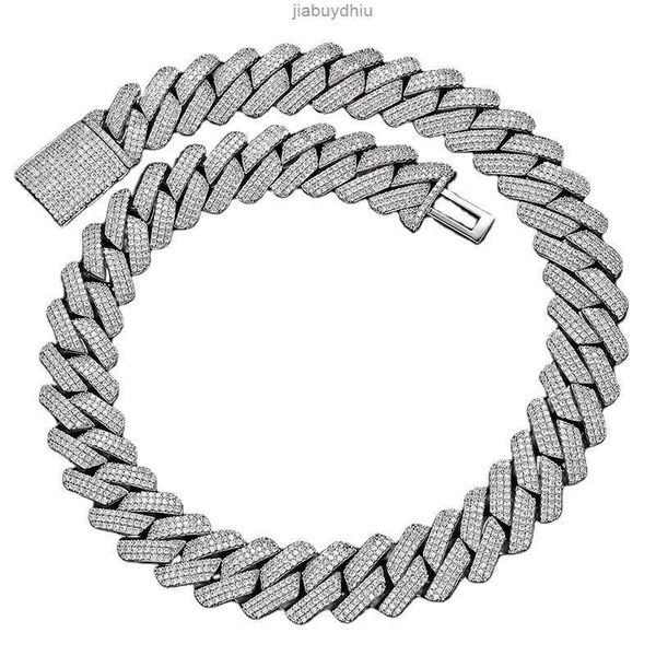 

new design 13mm wide gra moissanite cuban link chain - 925 solid silver gold plated men's hip hop necklace