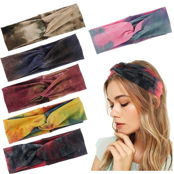 

al0lulu yoga headband sports fitness tie dye headband hat, Black;white