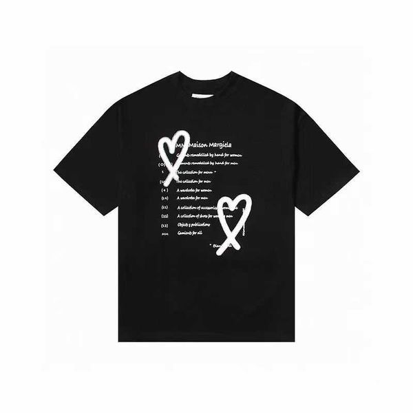 

sleeve designer short t tested shirt margielas mm6 men's and women's loose pocket love rubber stripes small fashion brand couple t, White;black