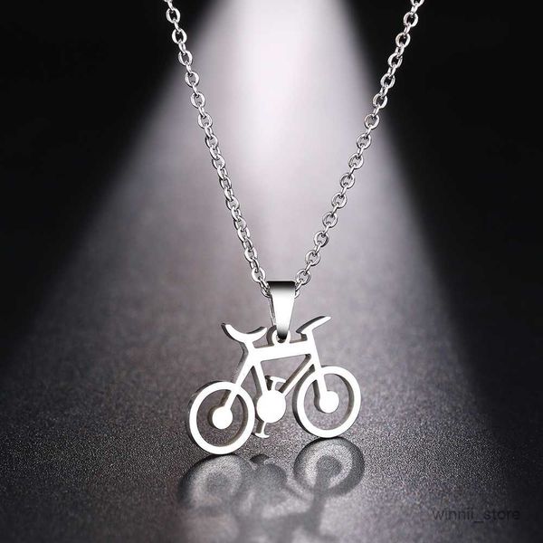 

pendant necklaces necklace for women man classic bicycle gold color choker pendant necklace engagement jewelry r230828, Silver