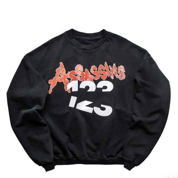 

letter printing sweatshirts men women vintage crewneck hoodie, Black;brown