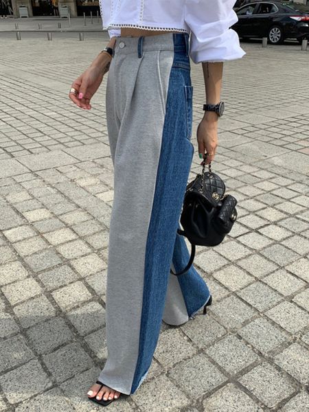 

womens jeans hit color women high waist gradient blue denim pants female streetwear chic mom zipper pocket trousers km81436 230828