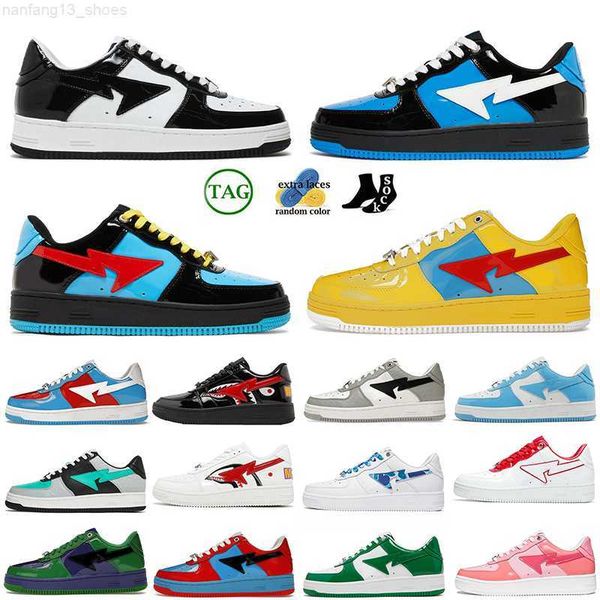 

2023 designer casual sk8 sta shoes sneakers patent leather black stas sk8 fashion womens mens color camo combo pink abc camos blue platform