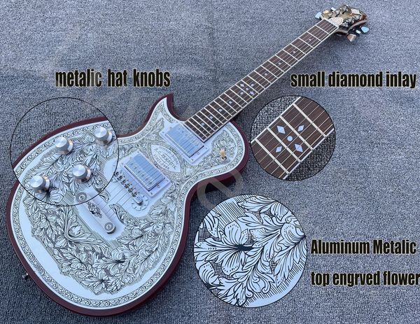 

left handed zema itis casimere metal front electric guitar 22 fret aluminum plate