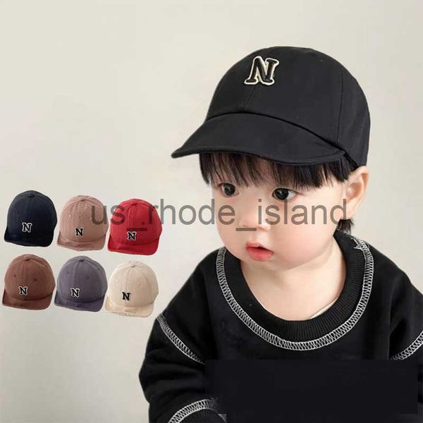 

caps hats korean baby summer hat letter n embroidery adjustable baseball cap for toddler boys girls peaked cap soft kids sun hat x0828, Yellow