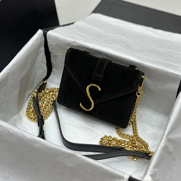 

stylish womens mini 14cm makeup bag fanny pack calfskin gold hardware metal buckle luxury handbag shoulder bag matelasse chain crossbody bag