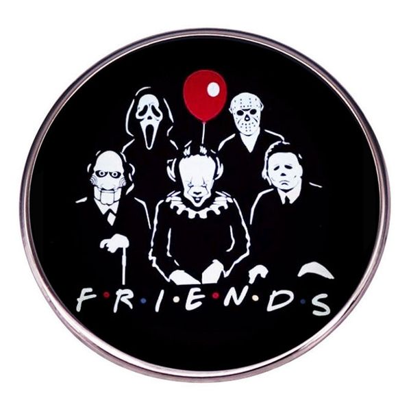 

halloween horror characters together brooch cute anime movies games hard enamel pins collect cartoon brooch backpack hat bag collar lapel ba, Blue