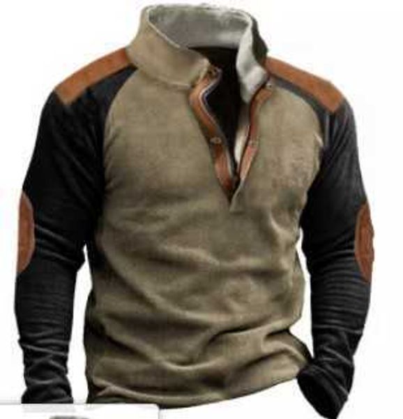 

men's size fleece polar color block henry standing neck sweatshirt sweater, Black