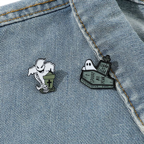 

halloween dark ghost brooch cute anime movies games hard enamel pins collect cartoon brooch backpack hat bag collar lapel badges, Blue