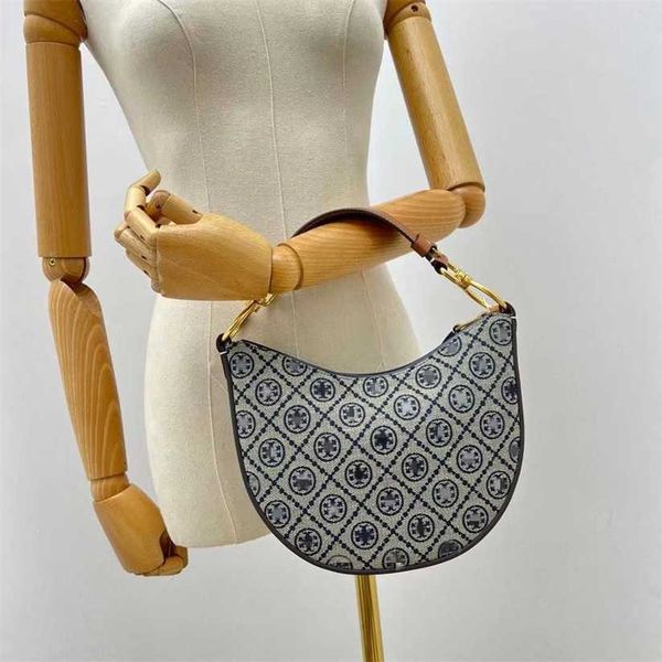 

12% off bag 2024 new launch designer handbag early launch new tb women's underarm old flower canvas splice crescent one shoulder crossb