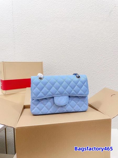 

23cm women double flap crossbody designer bag caviar cowhide quilted gold silver adjustable chain classic shoulder bag outdoor luxury handba