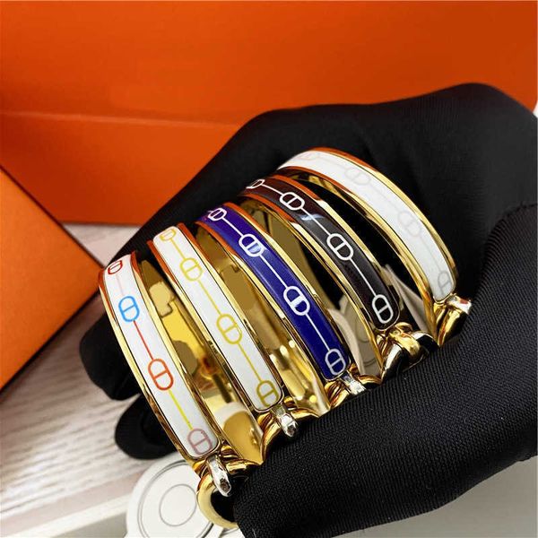 

factory wholesale high version new enamel h pig nose bracelet love home product anchor chain 8-way buckle couple tai steel stainless m1k4m1k, Black