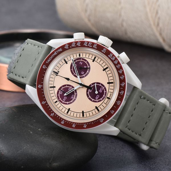 

Moon Movement Watches High Quality Bioceramic Planet Full Function Chronograph Mens Watches Luxury Designer Watch Limited Edition Master Watches box high quality