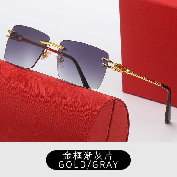 

fashion designer cool sunglasses new kajia metal craft fried dough twists leg sunglasses for men trend frameless sunglass, White;black
