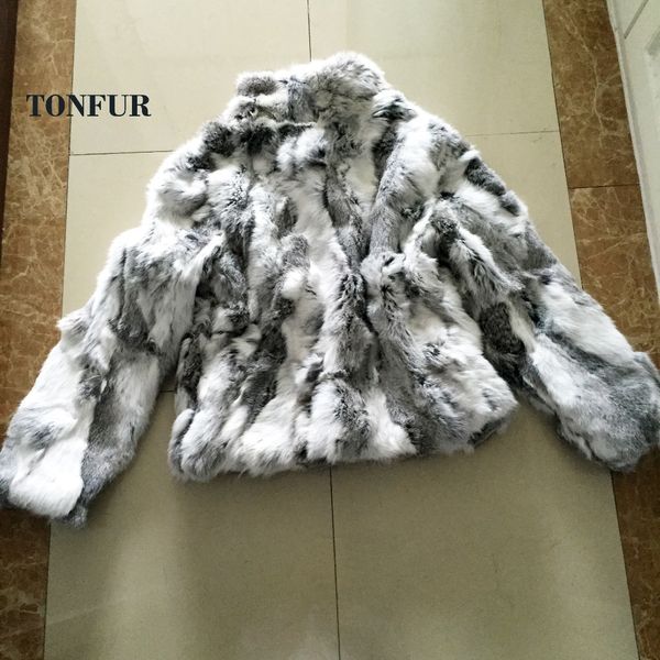 

womens fur faux women real rabbit mandarin collar coat natural pure genuine whole skin jacket full pelt customize wsr61 230828, Black