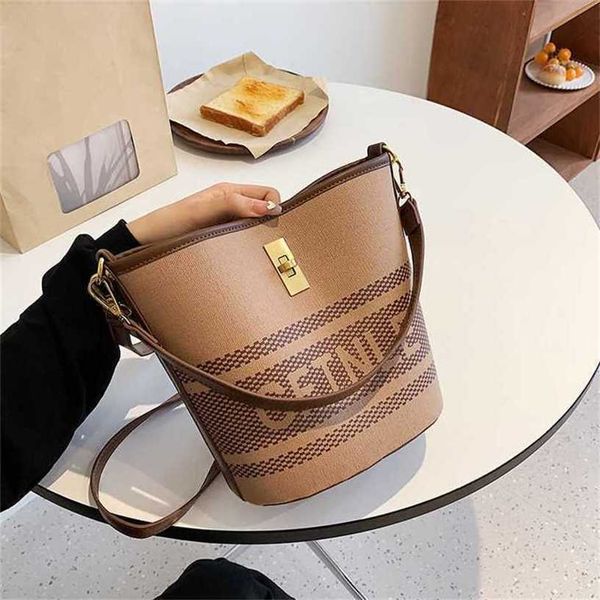 

13% off bag 2024 new launch designer handbagbucket women's summer new canvas small and high end printed letter one shoulder crossbody