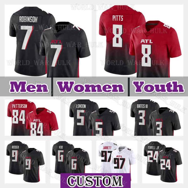 

8 kyle pitts football jersey 7 bijan robinson drake london atlantas falcon cordarrelle patterson 3 jessie bates iii 24 a.j. terrell jr 6 you, Black;red