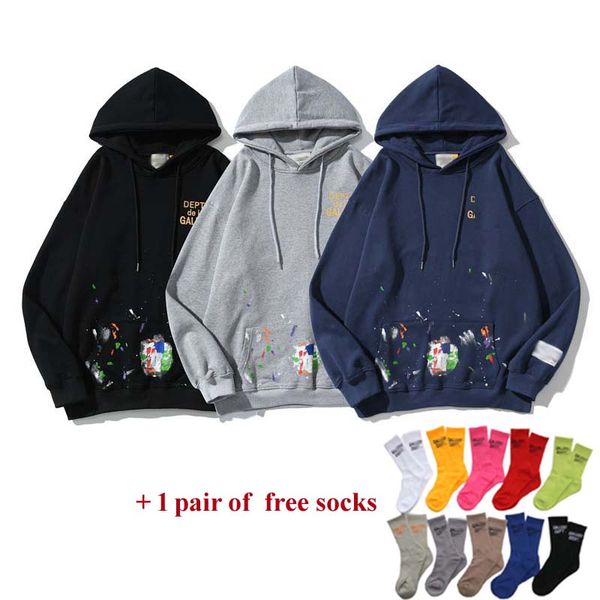 

hoodie designer hoodies men hoody pullover sweatshirts loose long sleeve hooded mens women clothing, Black