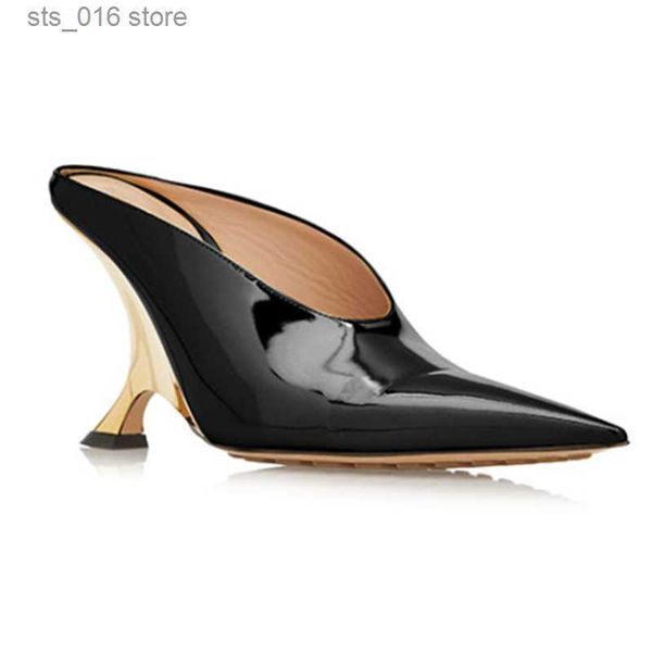 

dress shoes 2023 summer new women's brand oblique high heel muller shoes fashion pointed baotou casual comfort large women's slipp, Black