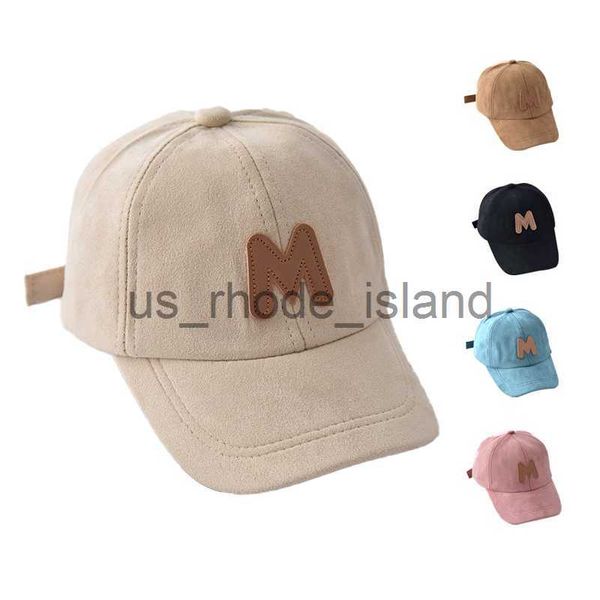 

caps hats cute m letter baby baseball hats korean solid color toddler peaked caps spring summer kids boys girls sun hat x0828, Yellow