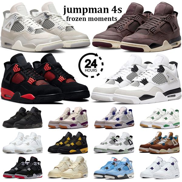 

jumpman 4s frozen moments basketball shoes 4 men women sneakers thunder military black cat pine green university blue seafoam mens trainers