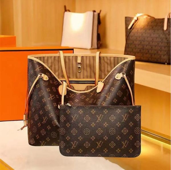 

2pcs set women pu leather handbag handbag ladies designer handbag lady clutch purse retro shoulder louise purse vutton crossbody viuton bag