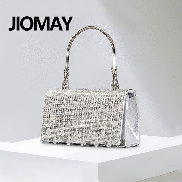 

evening bags jiomay designer luxury bag women evening clutch bag ladies droplet shaped tassel metal handle box shaped handbag 230826