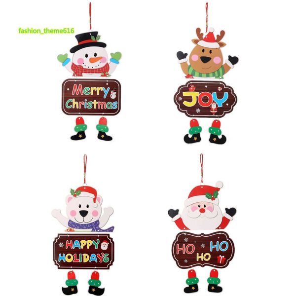 

dhl christmas ornaments paper board door window hanging pendant welcome merry christmas boards xmas decortaions santa claus snowman, Bronze;silver