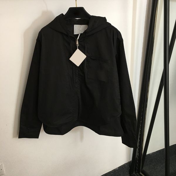 

fashion hooded coats embroidery pocket jackets luxury zipper designer coat christmas brand windbreakers outerwear, Black