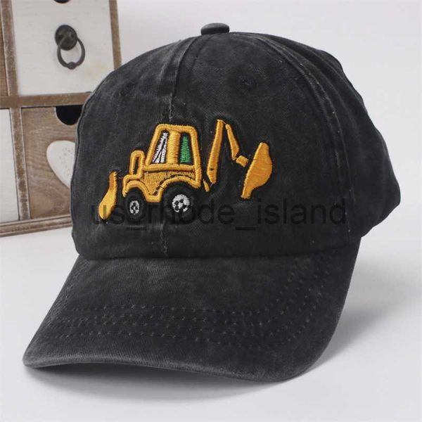 

caps hats boys girls outdoor baseball caps tractor excavator embroidered cute funny hats for kids x0828, Yellow