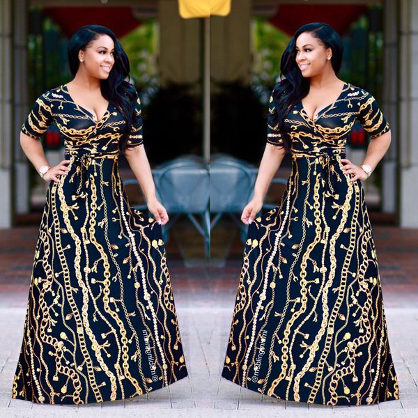 

casual dresses women dress long sleeves v neck mesh patchwork large size ladies maxi vintage retro african party celebrate evening robe, Black;gray