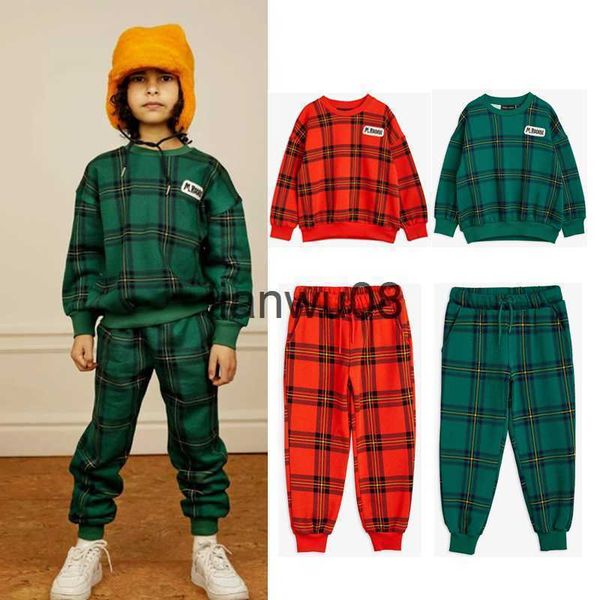 

clothing sets 2023 new winter children's suit kids sweatshirts lovely girls sweaters boy child sweatshirt plaid fleece hoodie pant suit, White