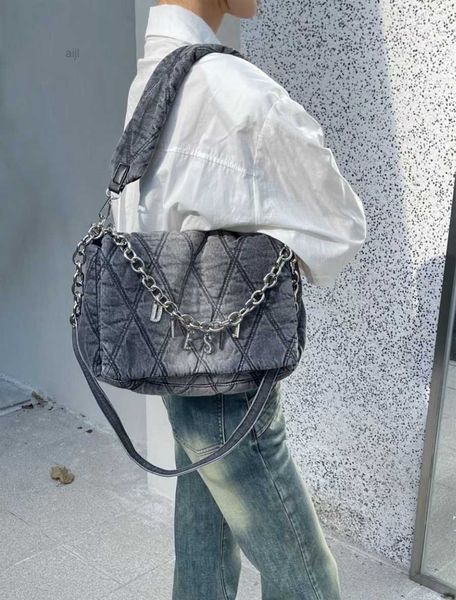 

ba wang tian xia 08 xiao xiang feng bao womens 2023 autumn new fashion high capacity washable denim canvas ling ge