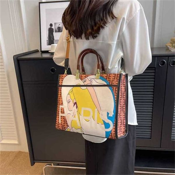 

18% off bag 2024 new launch designer handbag handheld for women new tote printed letter wide strap one shoulder crossbody