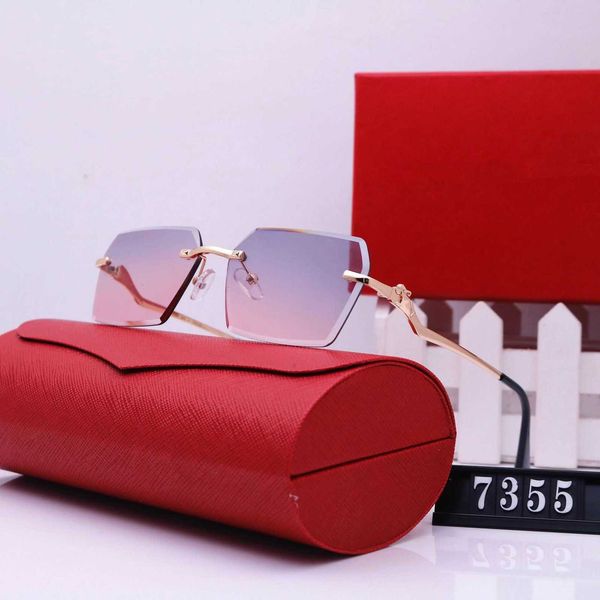 

new overseas 2023 outer sunglasses men's and women's square sunglasses frameless fashion glasses 7355 gnpu 21, White;black